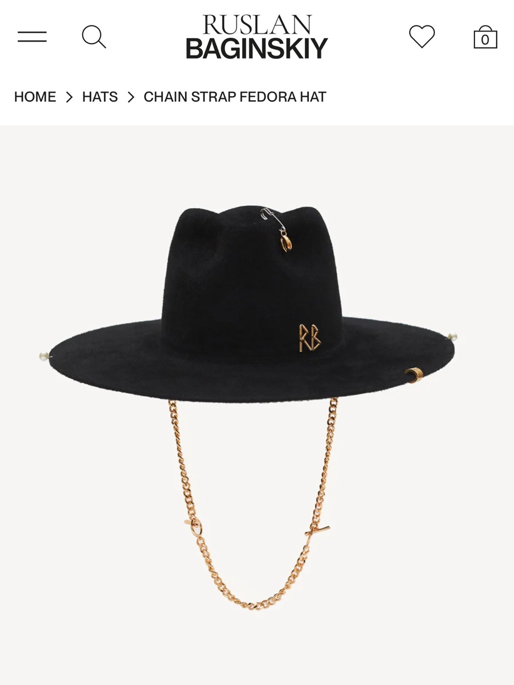 Ruslan Baginskiy Black Chain Fedora Hat